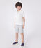 Polo infantil de algodón liso de manga corta blanco MARSHMALLOW
