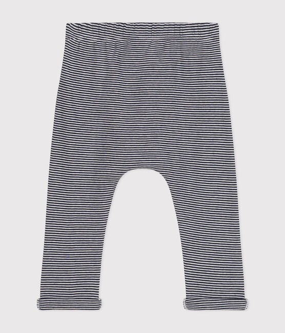 Pantalón de algodón ecológico de bebé azul SMOKING/blanco MARSHMALLOW