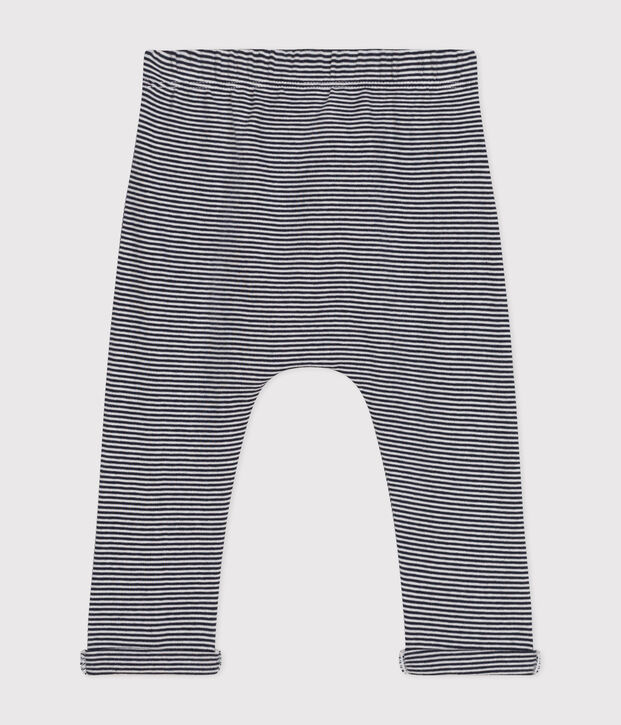 Pantal&oacute;n de algod&oacute;n ecol&oacute;gico de beb&eacute; azul/blanco