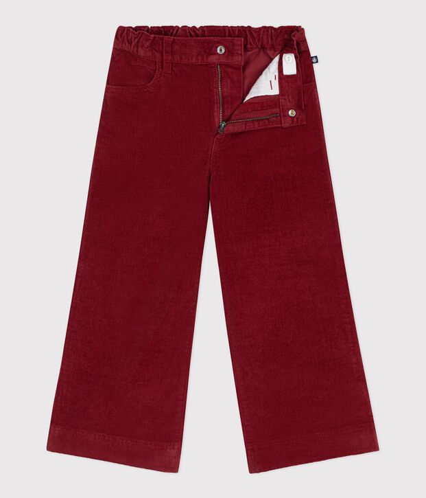 Pantal&oacute;n ancho infantil de terciopelo liso rojo