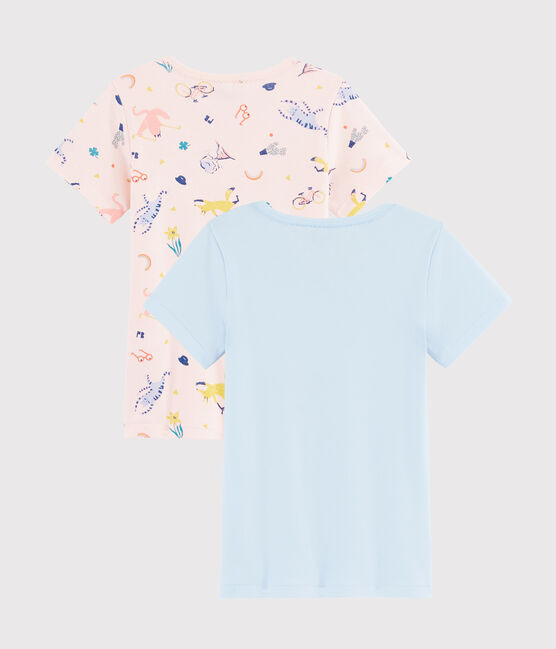 Juego de 2 camisetas de manga corta con animales yoga de niña pequeña variante 1
