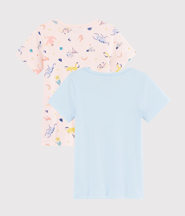 Juego de 2 camisetas de manga corta con animales yoga de ni&ntilde;a peque&ntilde;a multicolor