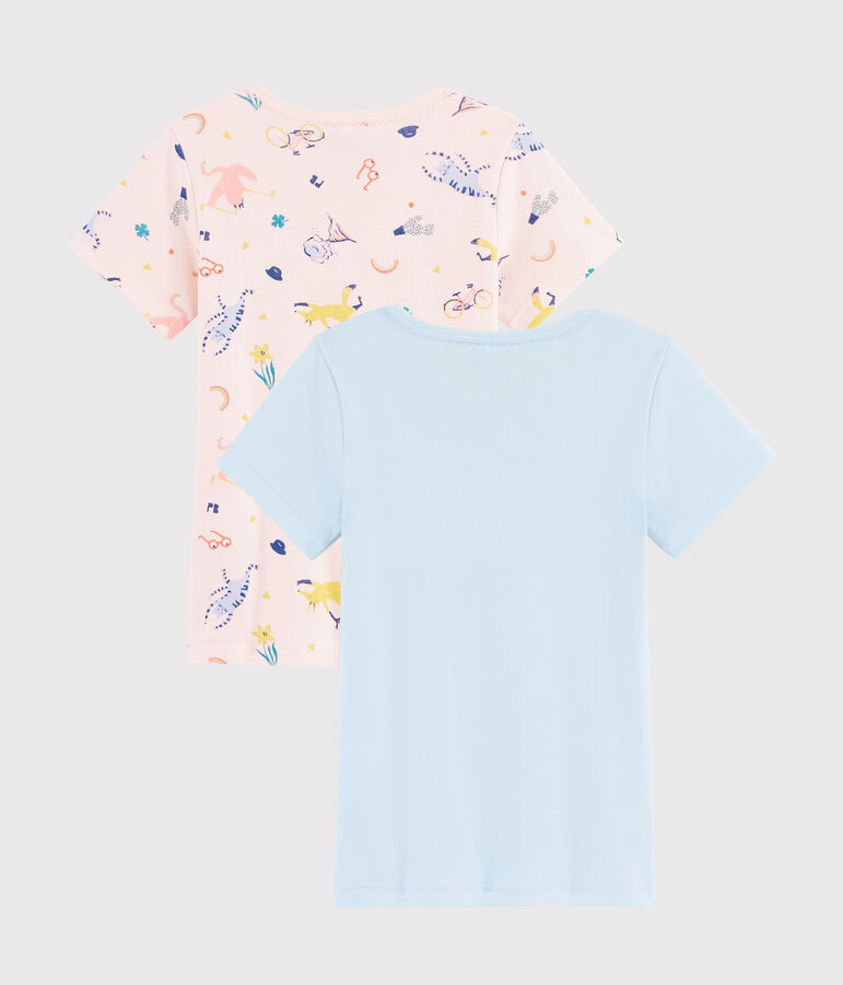 Juego de 2 camisetas de manga corta con animales yoga de ni&ntilde;a peque&ntilde;a multicolor
