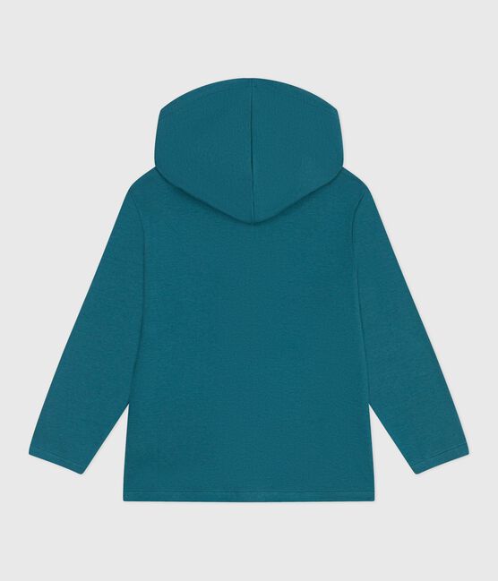 Sudadera infantil de algodón liso con capucha y cremallera verde DRAGONFLY