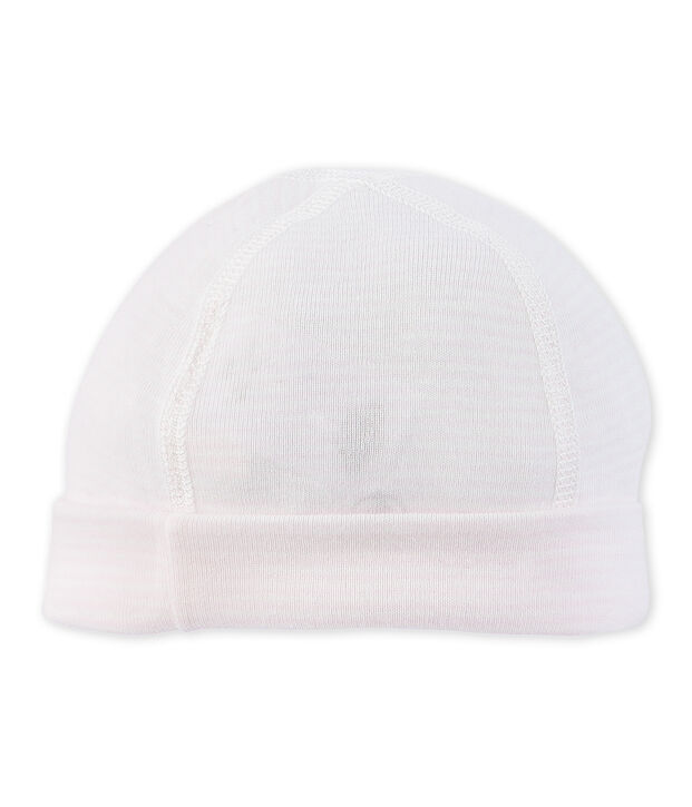 Gorro de primera puesta milrayas para beb&eacute; rosa/blanco