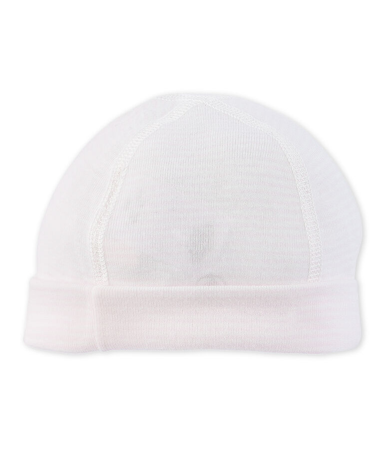 Gorro de primera puesta milrayas para beb&eacute; rosa VIENNE/blanco LAIT