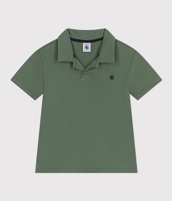 Polo de manga corta de algodón para niño verde CROCO
