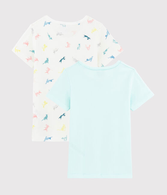Lote de 2 camisetas de manga corta de gatos de colores de niña variante 1