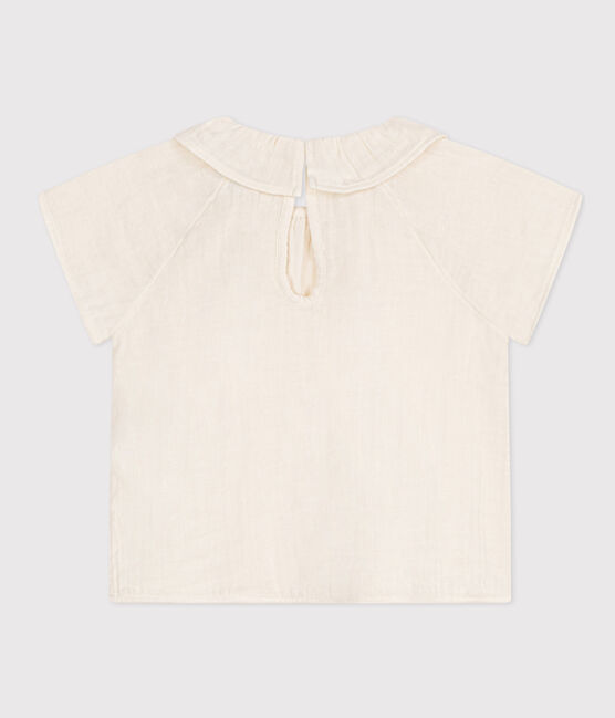 Blusa de manga corta de gasa de algodón para bebé blanco MARSHMALLOW