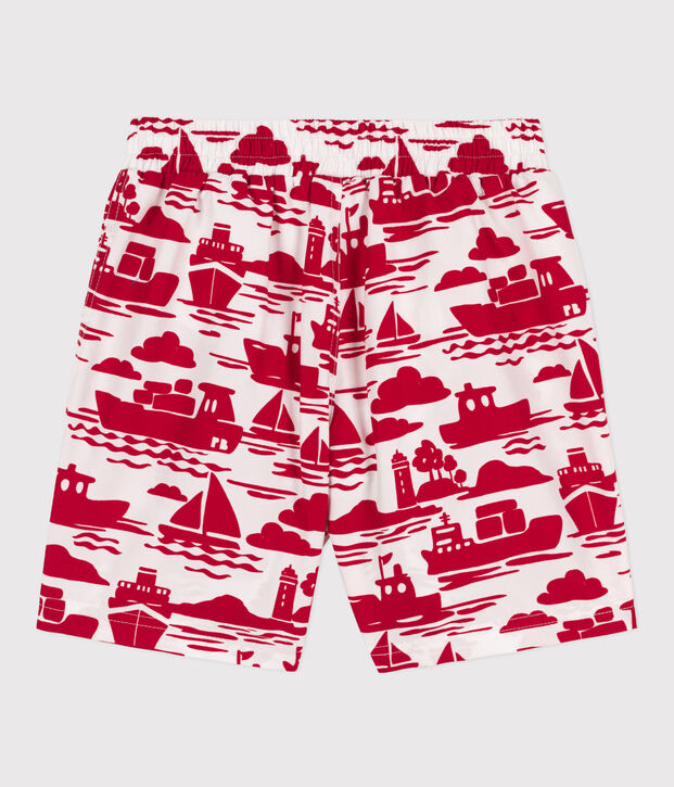 Ba&ntilde;ador reciclado estampado para ni&ntilde;o crudo/rojo