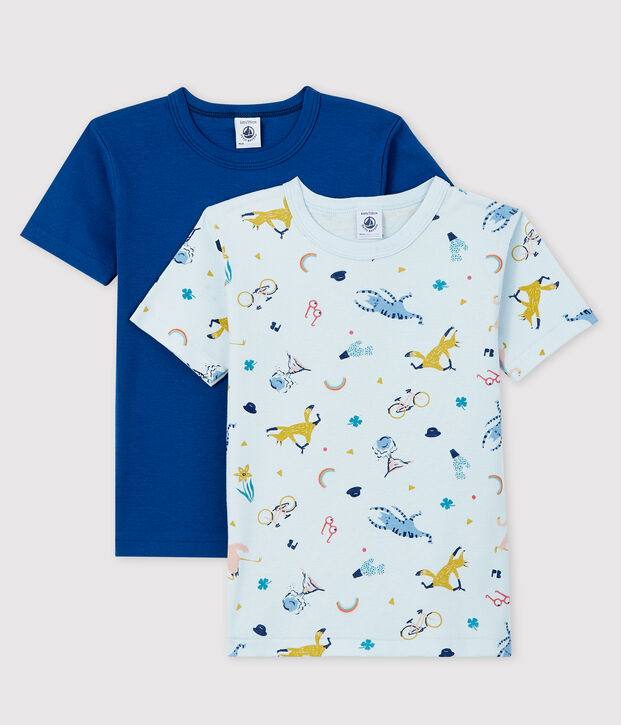 Juego de 2 camisetas de manga corta con animales yoga de ni&ntilde;o peque&ntilde;o multicolor