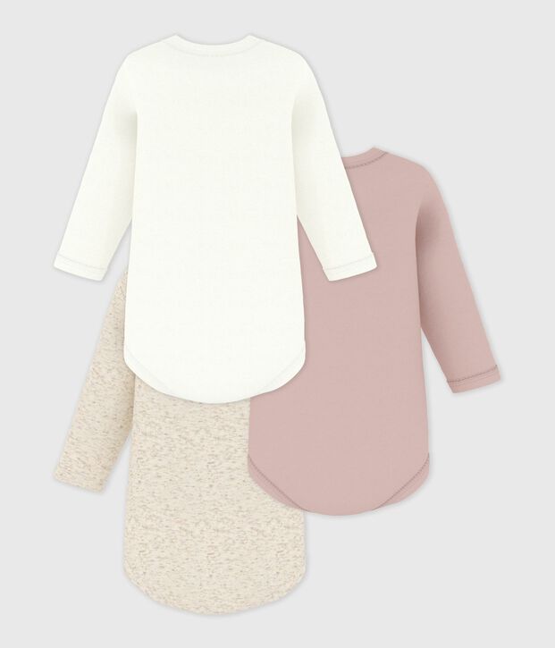 Juego de 3 bodis de algod&oacute;n de manga larga para beb&eacute; multicolor