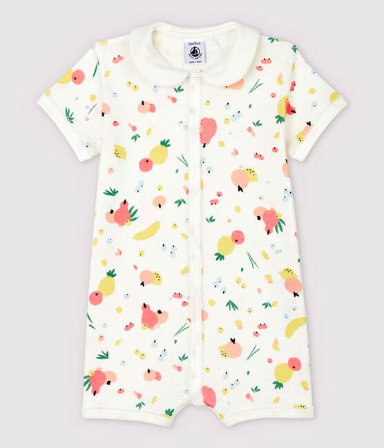 Pijama de frutas de algodón bebé niña MARSHMALLOW/MULTICO Petit Bateau