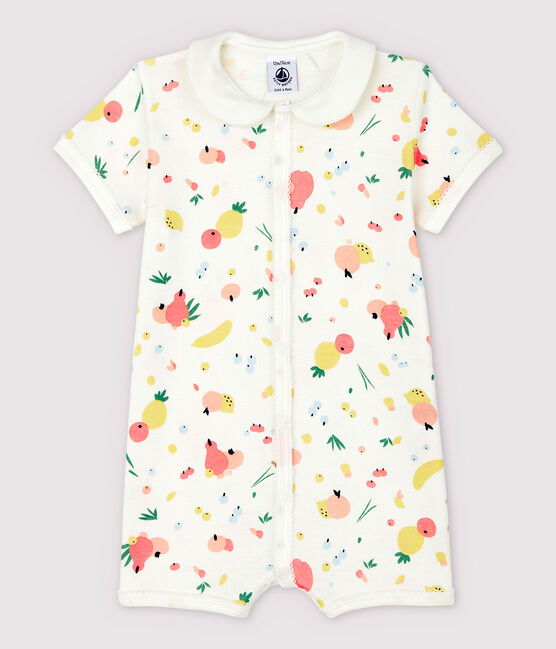 Pijama corto de frutas de algodón para bebé niña blanco MARSHMALLOW/blanco MULTICO