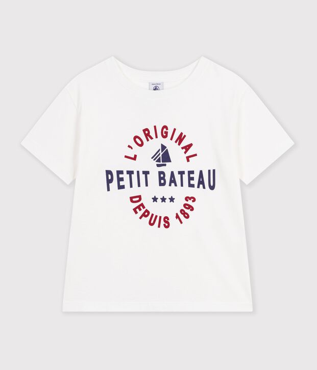 Camiseta infantil de manga corta estampada blanco