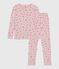 Pijama infantil de algodón con pierna muy ajustada y estampado de flores rosa JOLI/blanco MULTICO