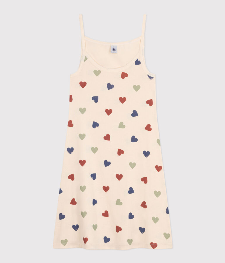 Camis&oacute;n de algod&oacute;n con motivo de coraz&oacute;n para mujer crudo/multicolor