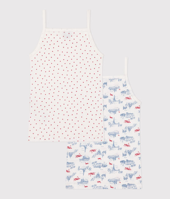 Juego de 2 camisetas infantiles de tirantes finos de algodón con estampado de París variante 1
