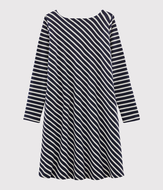Vestido con manga larga para mujer azul/blanco