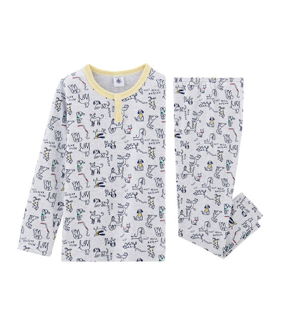 Pijama de punto gris POUSSIERE/blanco MULTICO