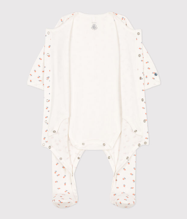 Bodyjama de t&uacute;bico con flores blanco/multicolor
