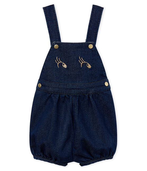Peto corto de tela para bebé niña azul MEDIEVAL/beige ECRU CN