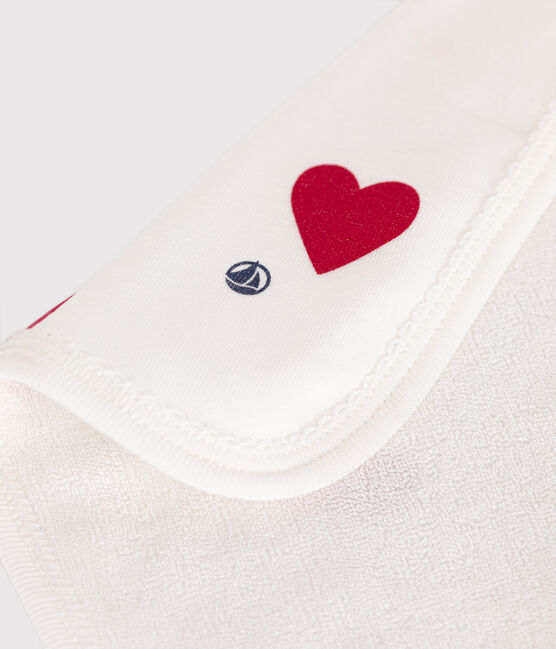 Toallita de algodón y rizo con corazones para bebé blanco MARSHMALLOW/rojo TERKUIT