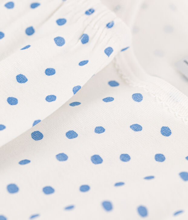 Pijama de algod&oacute;n de lunares para ni&ntilde;a blanco/azul