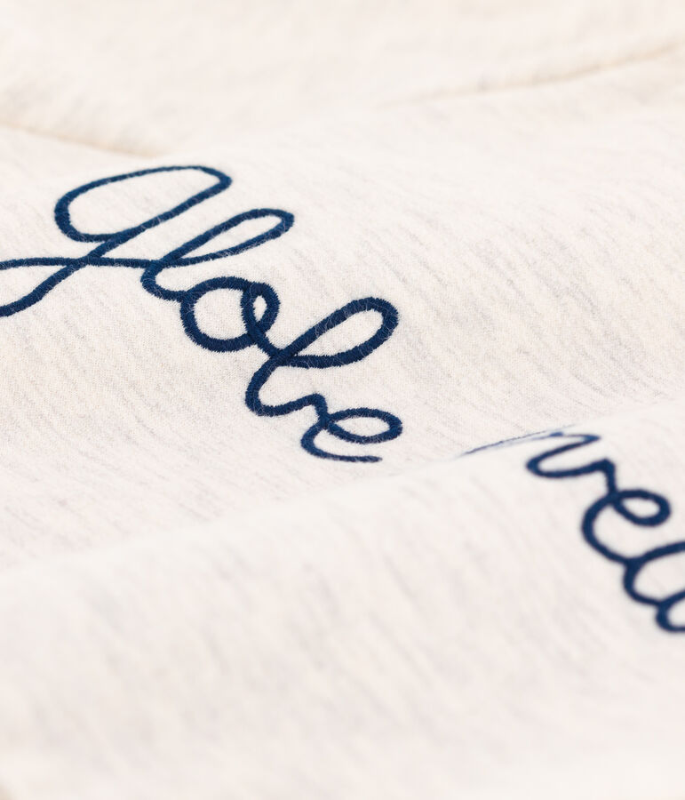 Vestido de manga larga en mulet&oacute;n para ni&ntilde;a beige