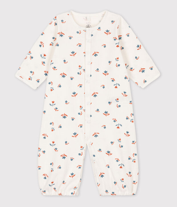 Mono saco de algod&oacute;n estampado para beb&eacute; blanco/multicolor