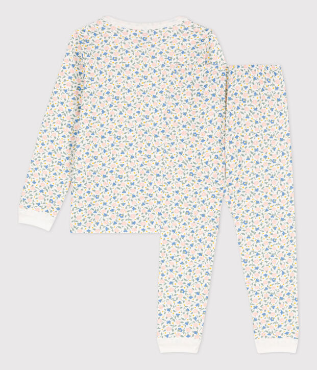 Pijama de t&uacute;bico con flores para ni&ntilde;a blanco/multicolor