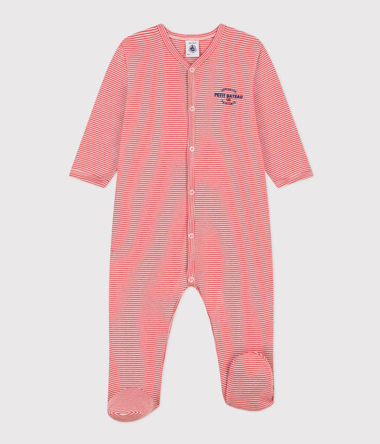 Pijama milrayas de algodón naranja ABRICOT/ MARSHMALLOW