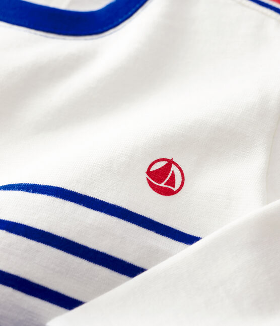 Sudadera de punto de rayas de bebé niño blanco MARSHMALLOW/azul SURF