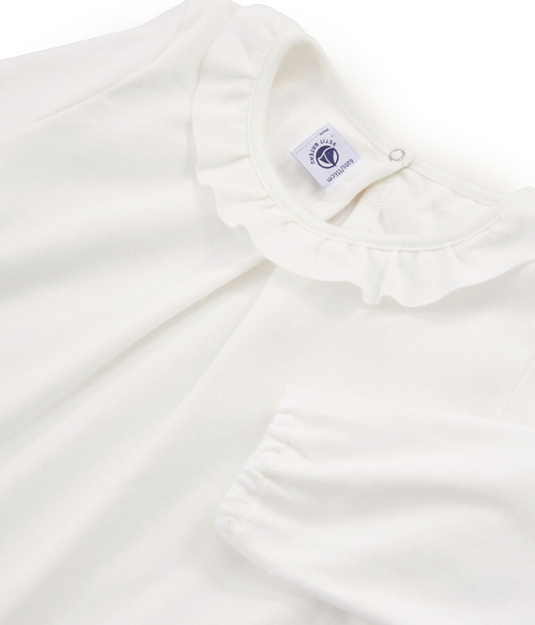 Camiseta manga larga infantil para ni&ntilde;a blanco MARSHMALLOW