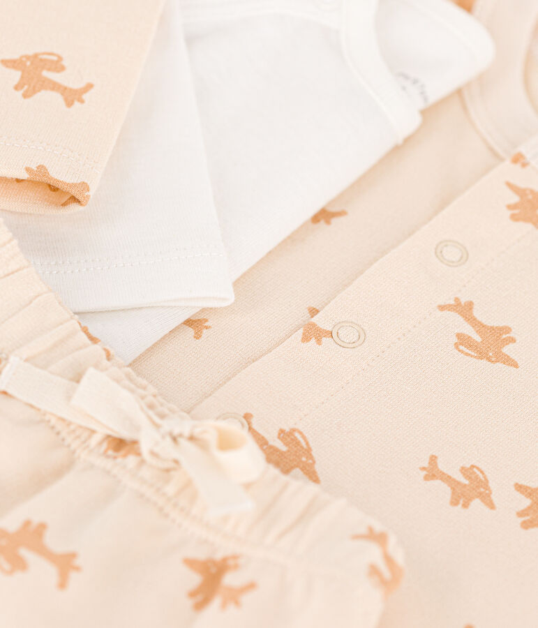 Conjunto de mulet&oacute;n estampado para beb&eacute; crudo/beige