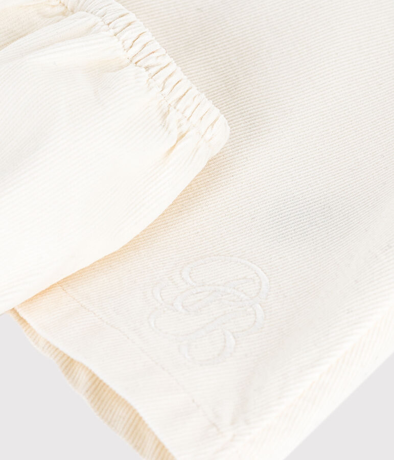 Vestido de ceremonia de pana con bordado y pololo para beb&eacute; crudo