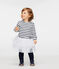 Vestido de manga larga de rayas para bebé niña blanco MARSHMALLOW/azul SMOKING