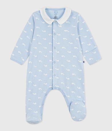 Pijama de algod&oacute;n con cuello y estampado de ballena para beb&eacute;