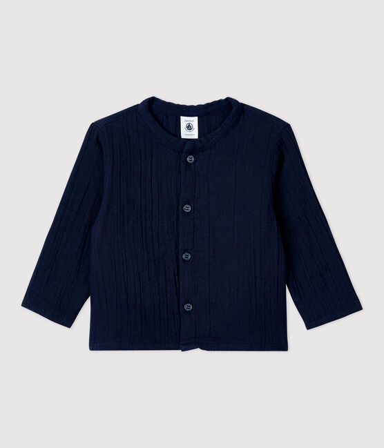 Camisa de gasa de algodón ecológico para bebé azul SMOKING