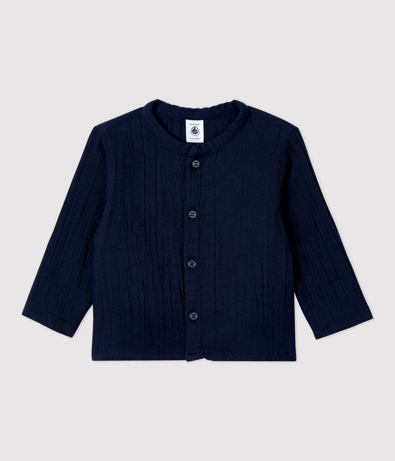 Camisa de gasa de algod&oacute;n ecol&oacute;gico para beb&eacute; azul