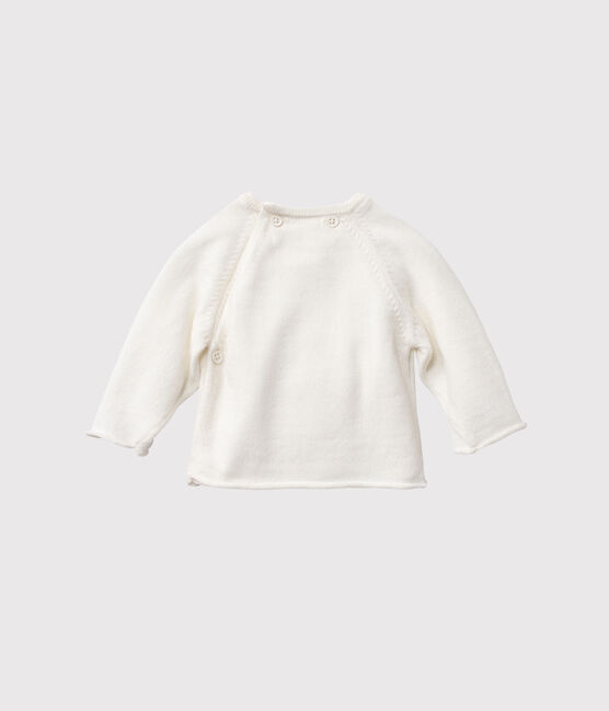 Chaqueta de bebé en punto lana y algodón blanco LAIT