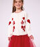 C&aacute;rdigan infantil de lana y algod&oacute;n con estampados blanco/rojo