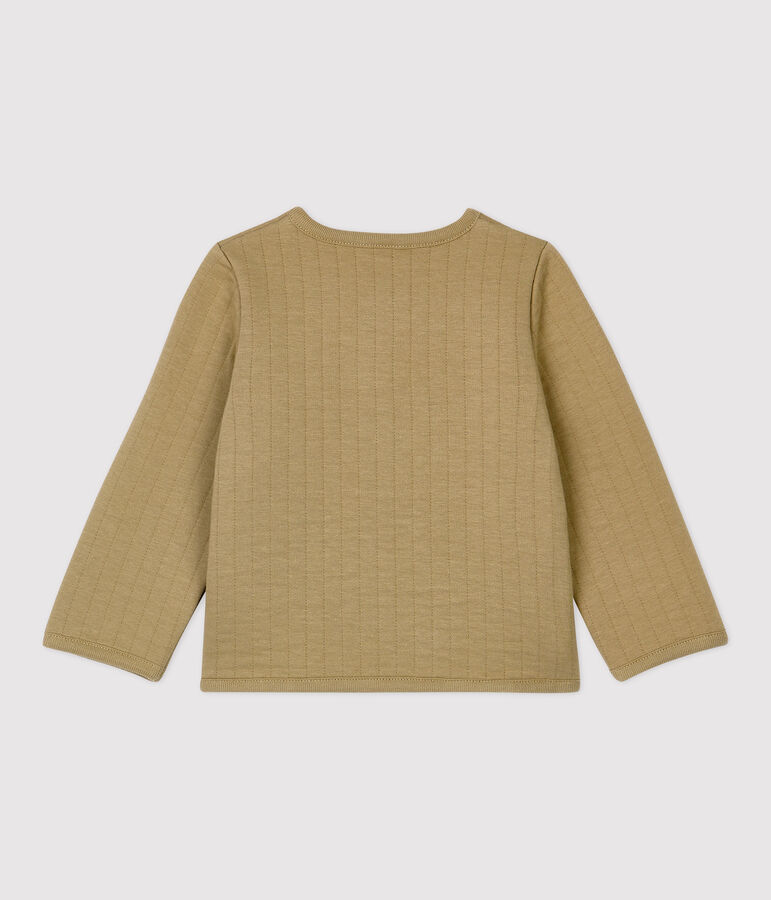 C&aacute;rdigan de tejido t&uacute;bico acolchado de beb&eacute;. beige