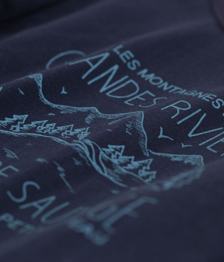 Camiseta estampada de manga larga para ni&ntilde;o azul