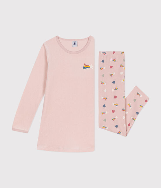 Camisón infantil de terciopelo. rosa SALINE/blanco MULTICO