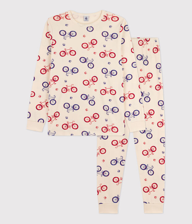 Pijama de algod&oacute;n con motivo de bicicleta de ni&ntilde;o crudo/multicolor