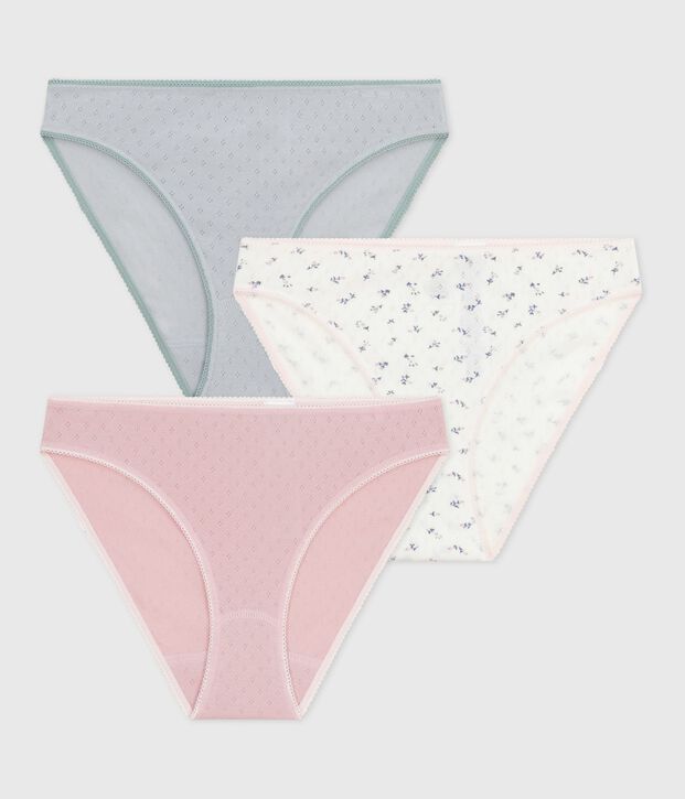 Juego de braguitas de algod&oacute;n calado para mujer multicolor