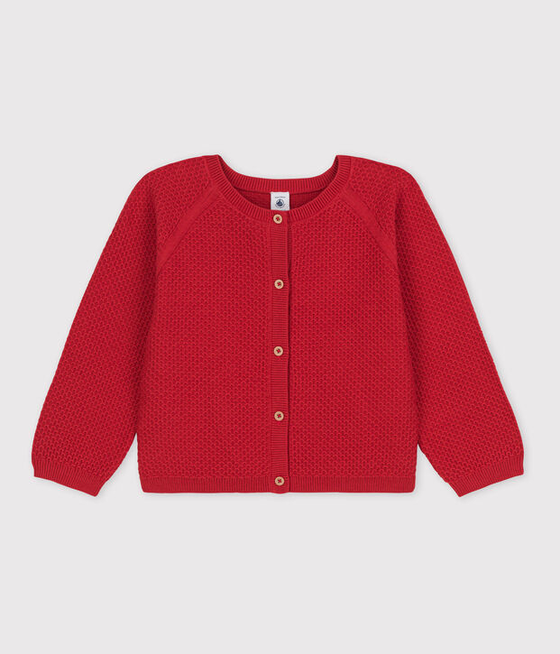 C&aacute;rdigan de algod&oacute;n de ni&ntilde;a rojo