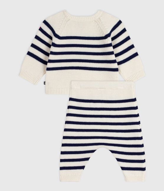 Conjunto tricotado de 2 piezas con rayas marineras para bebé azul MARSHMALLOW/ SOIR