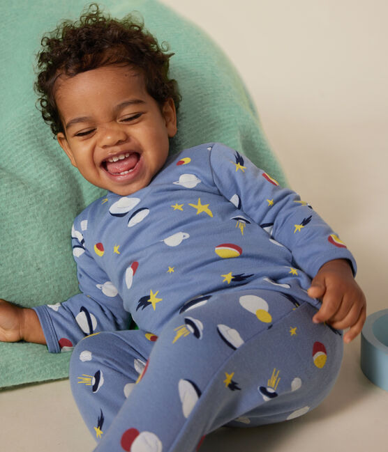 Pijama de felpa cepillada con estampado espacial para bebé azul BEACH/ MULTICO